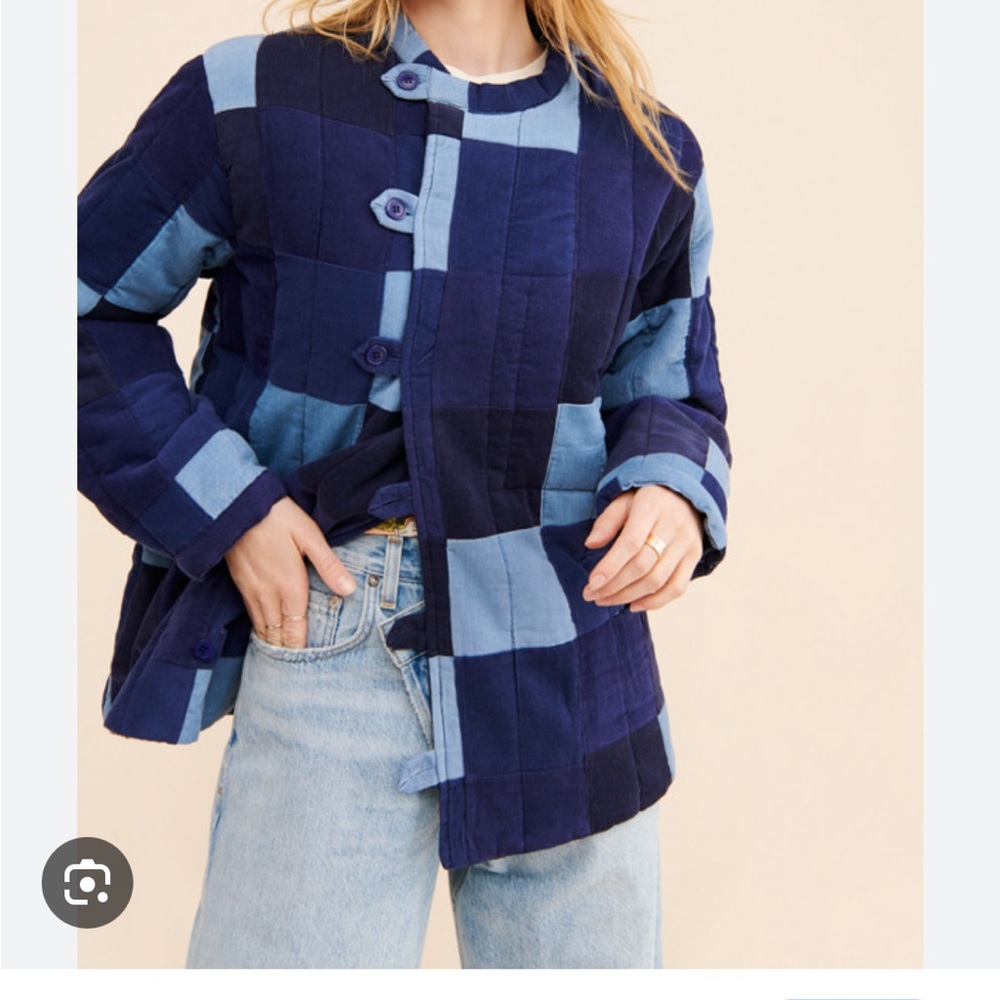 Anton Batik Blue Patchwork Coat - image 2